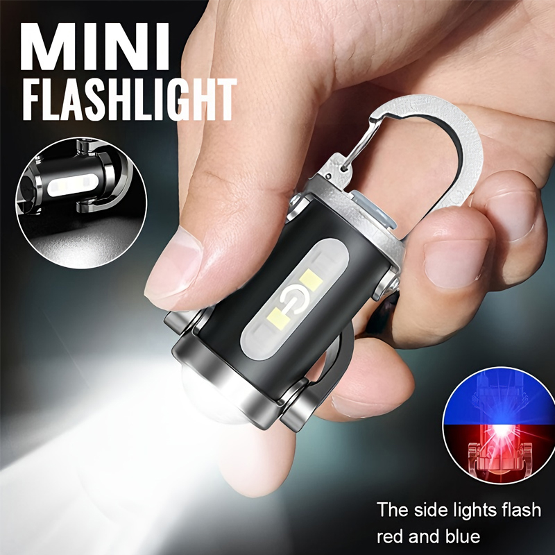 Men Keychain Accessories - Mini-sleutelhangerzaklamp Oplaadbare zak COB-werklamp Buitenhaak Noodwaarschuwingslampje