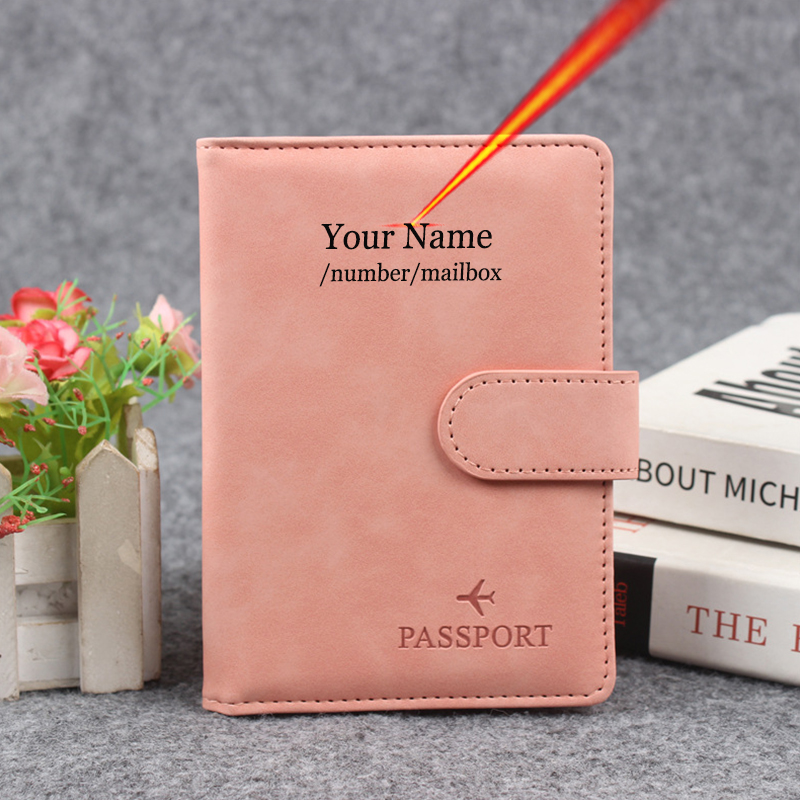 Men'S Accessories Wallet - Magnetische knop paspoorthoes Pas naam aan