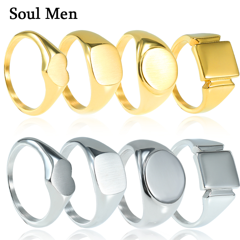 Signet Ring Men - Soul Mannen Titanium Stalen Ringen Voor