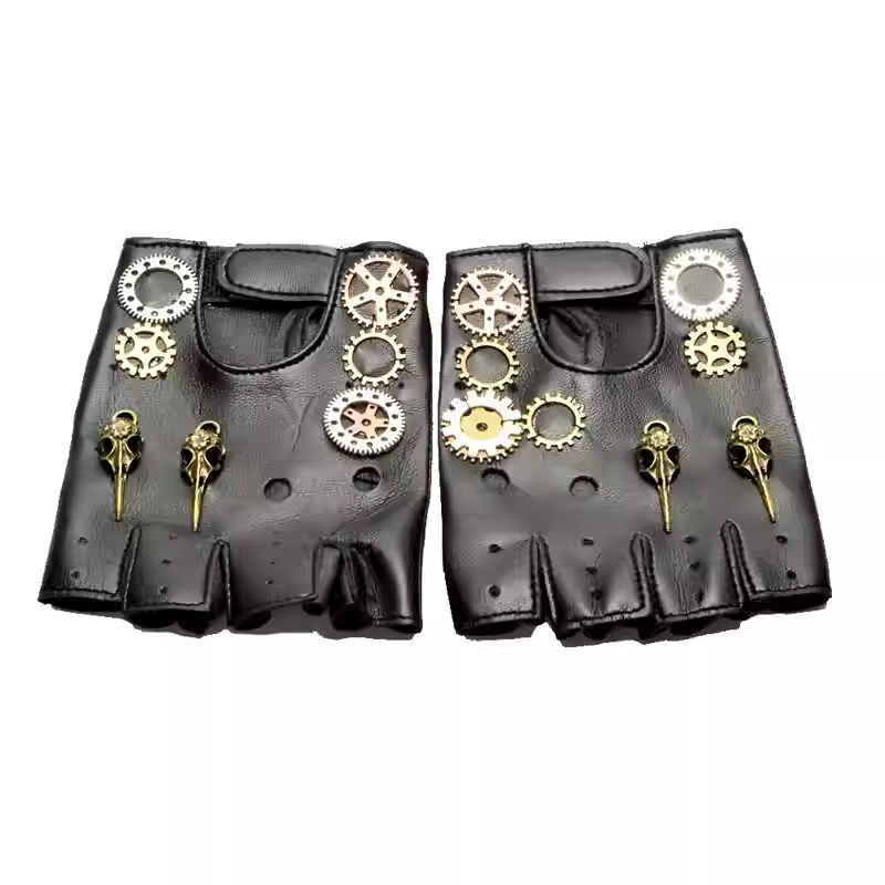 Medieval Men'S Accessories - Steampunk PU lederen vingerloze kompashandschoenen heren