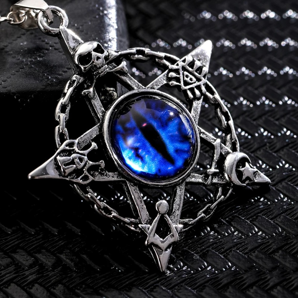 Men Accessories Necklace - Vijfpuntige stervormige duivelsoog-hangerketting voor mannen en