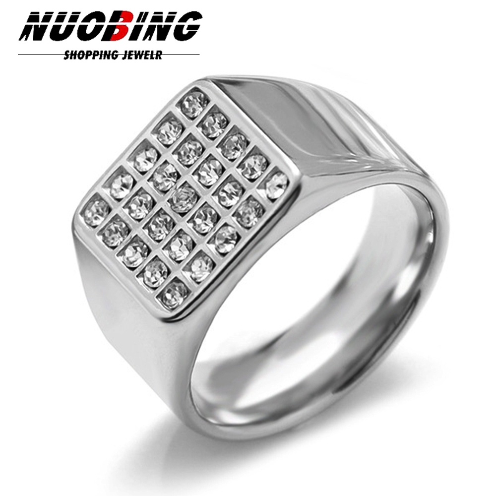 Signet Ring Men - 14mm Delicate Glanzende Zirconia Zegelring voor
