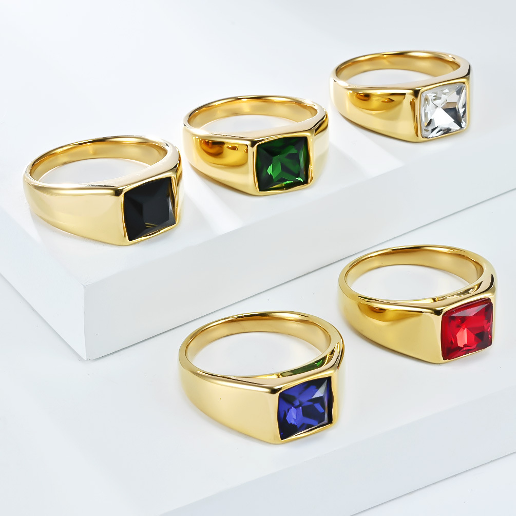 Roestvrij staal glanzende zirk - Signet Ring Men recensie en prijs