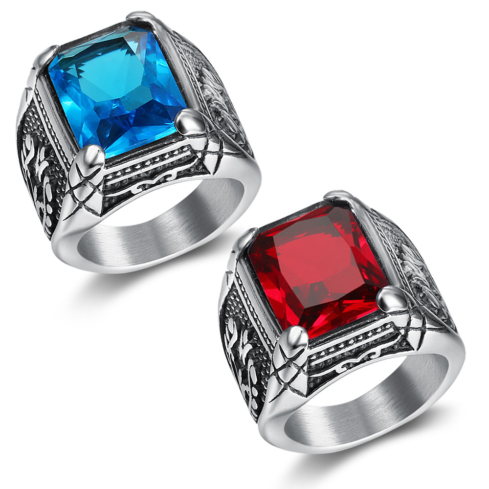 Zilver Kleur Mannen Rood Blauw - Signet Ring Men recensie en prijs