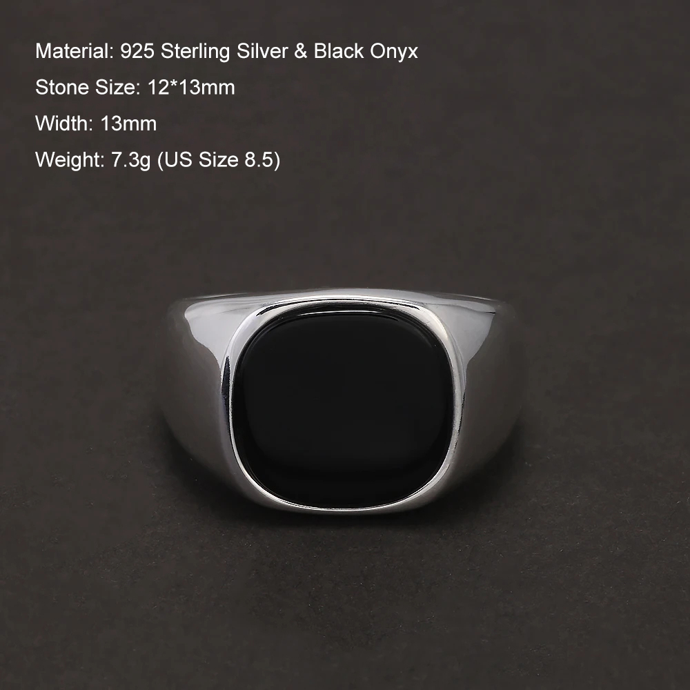 S925 Sterling Zilver Zwarte On - Signet Ring Men recensie en prijs