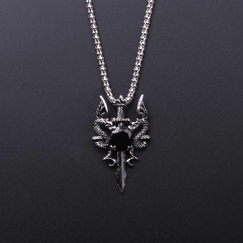 Dubbele Draak Zwarte Edelsteen - Men Accessories Necklace recensie en prijs