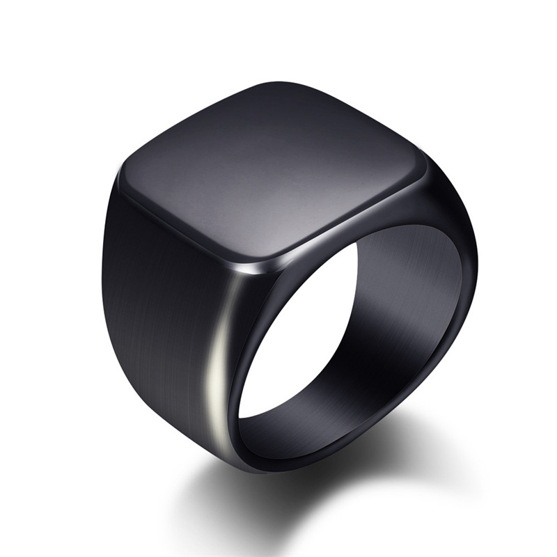 Mode Mannen Zwart Glad Roestvr - Signet Ring Men recensie en prijs